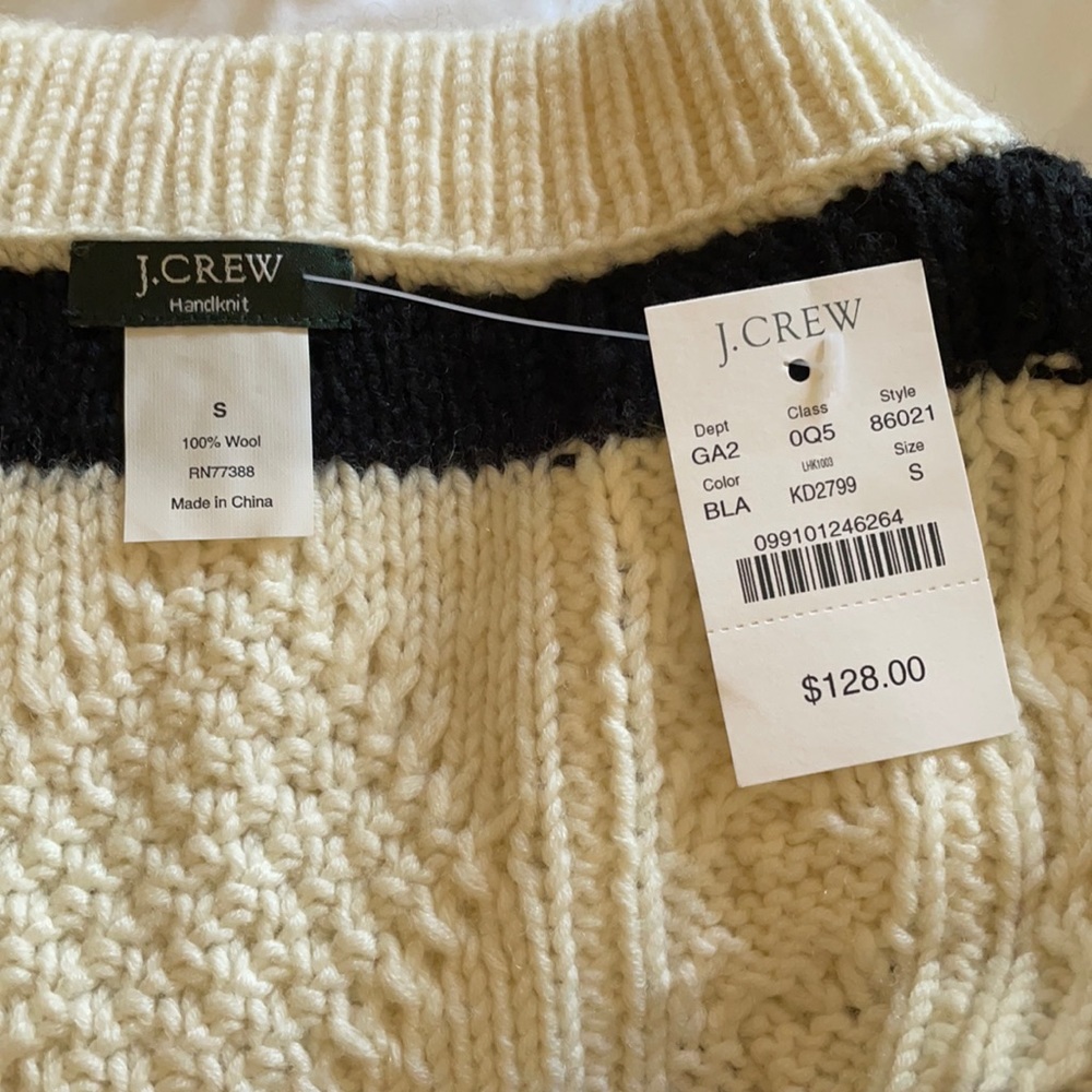 J. Crew Women Sweater, Size Small, Black & Beige - Picture 6 of 8